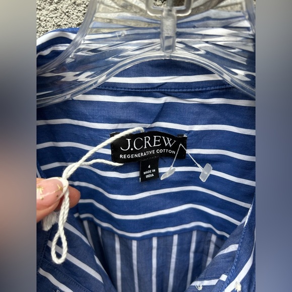 J. Crew Cerise shirtdress in striped poplin Deep Sea Stripes - Picture 9 of 11